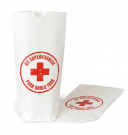 Bolsa papel blanco Kit Supervivencia. Disponible en varios idiom