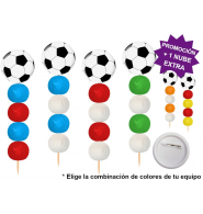 Brocheta de golosinas con chapa alfiler Balón de Fútbol 58MM