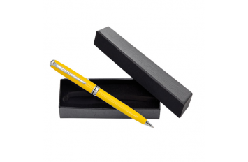 Bolígrafo metal amarillo en caja