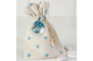 Bolsa algodón estrellas azules chupete