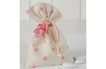 Bolsa algodón estrellas rosas chupete