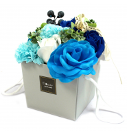 Bouquet Flores Jabón-Rosas Azules y clavel