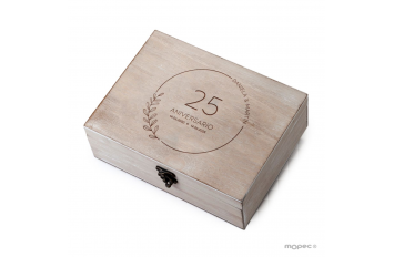 Cofre madera 25 Aniversario ramitas personalizado