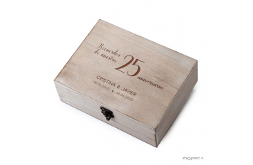 Cofre madera 25 Aniversario Recuerdos personalizado