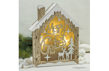 Decoración de madera casa Merry X'mas con leds