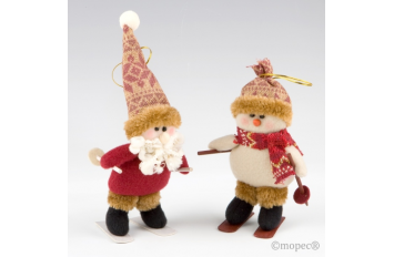 Esquiadores Papá Noel/muñeco de nieve con colgante