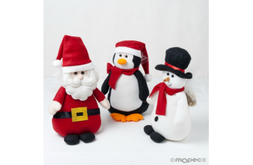 Figura 30cm. Papa Noel, muñeco de nieve y pingüino con 5 crokich