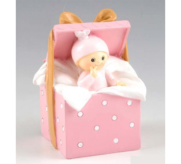 Figura para pastel+hucha bebé Caja Regalo rosa