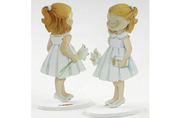 Figura pastel metal niña vestido blanco