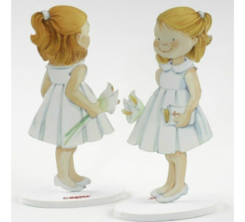 Figura pastel metal niña vestido blanco