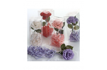 Flor de jabón con tiras en cajita de acetato