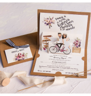 Invitación de boda bicicleta 3D