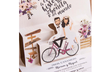 Invitación de boda bicicleta 3D
