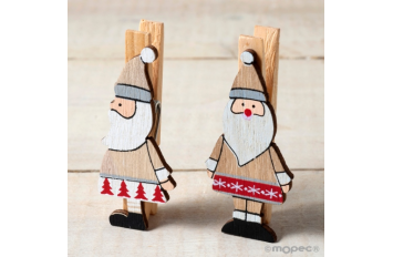 Pinza de madera Papa Noel rústico