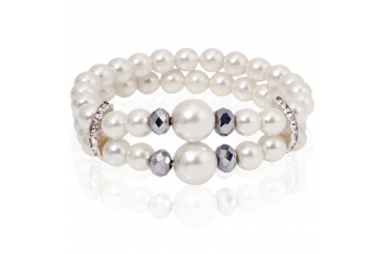 Pulsera de perlas doble elegante "White"