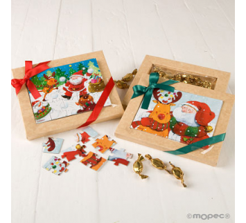 Puzzle con caja y caramelos Navidad