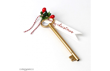 Rotulador llave dorada tarjeta merry christmas