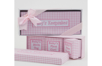 Set 4 cajas vichy rosa ,caja regalo y lazo